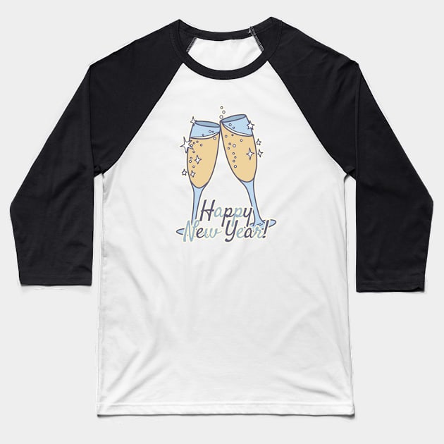 Happy New Year Baseball T-Shirt by Kelly Louise Art